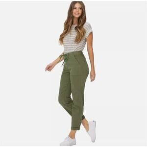 Judy Blue Women’s High Rise Garment Dyed Olive Green Utility Jogger Pants 20W